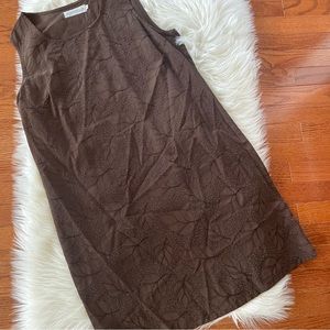 Vintage Action Wear Tencel Dress Brown Shift Sleeveless Made in USA Size Large